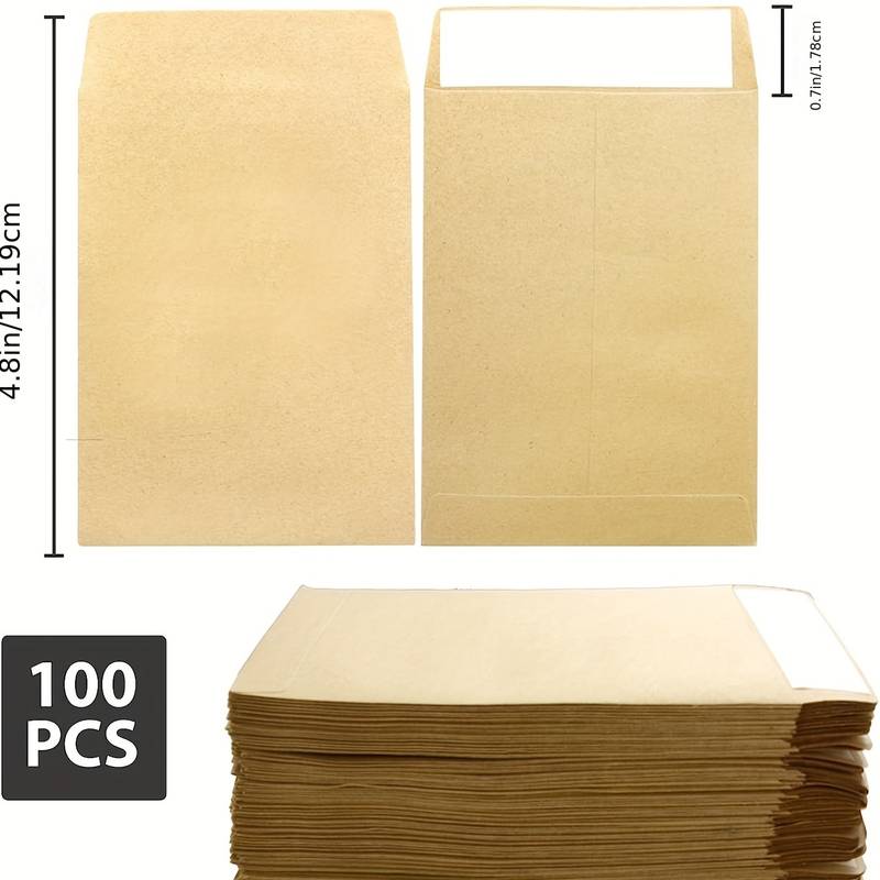 xflyxin 100 Pack Coin Envelopes 3.23×4.53, Kraft Small Coin Envelopes, Brown Kraft Small Envelopes,Fully Sealed Seed Envelope; Seed Envelopes, Mini